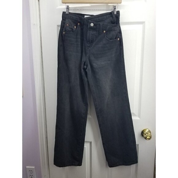 Pistola Bobbie Crossover High Rise Wide Leg in Taurus Black Size 24 - Picture 1 of 9